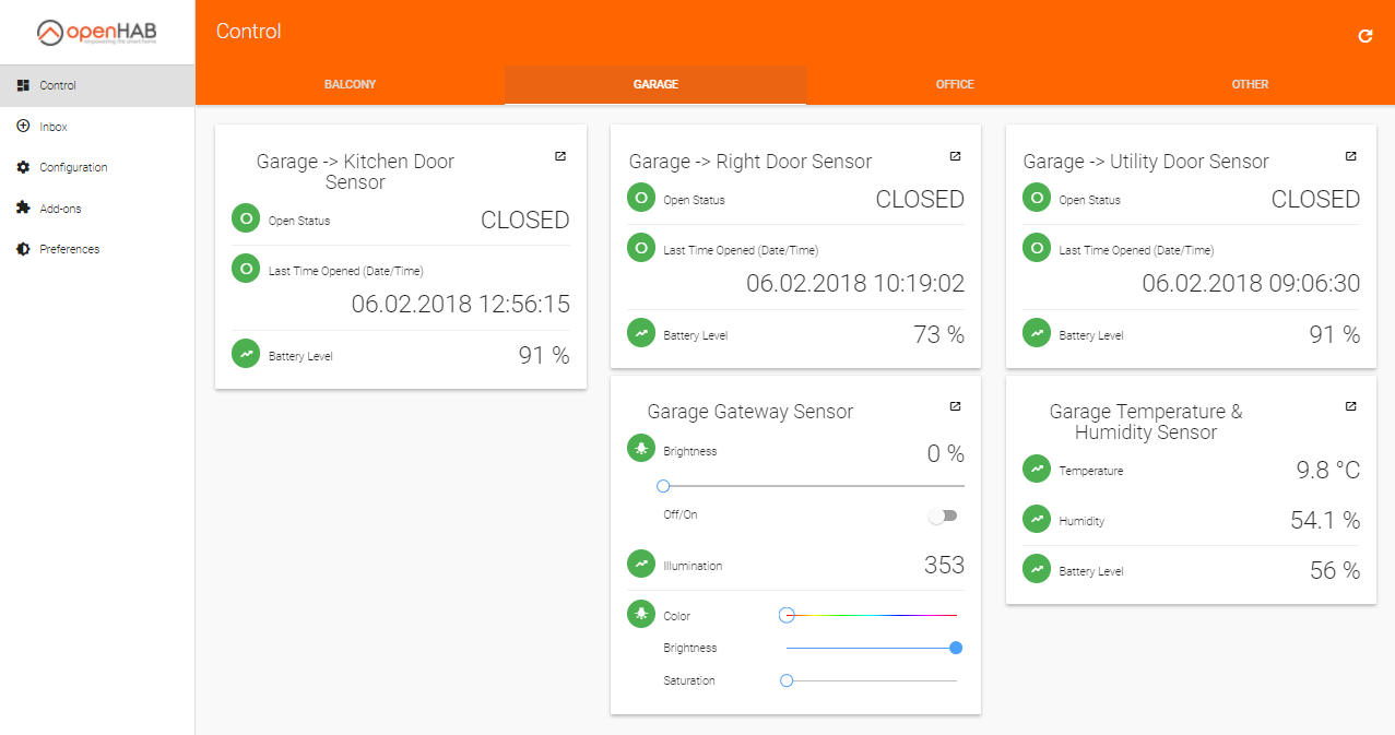 OpenHAB - Paper UI - Configured